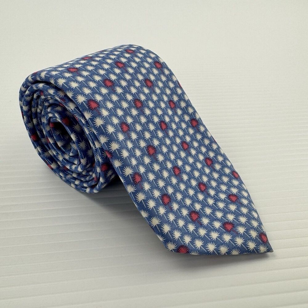 Vineyard Vines Silk Palm Tree Tie Blue Pink Shep Ian Martha’s Vineyard Palmetto
